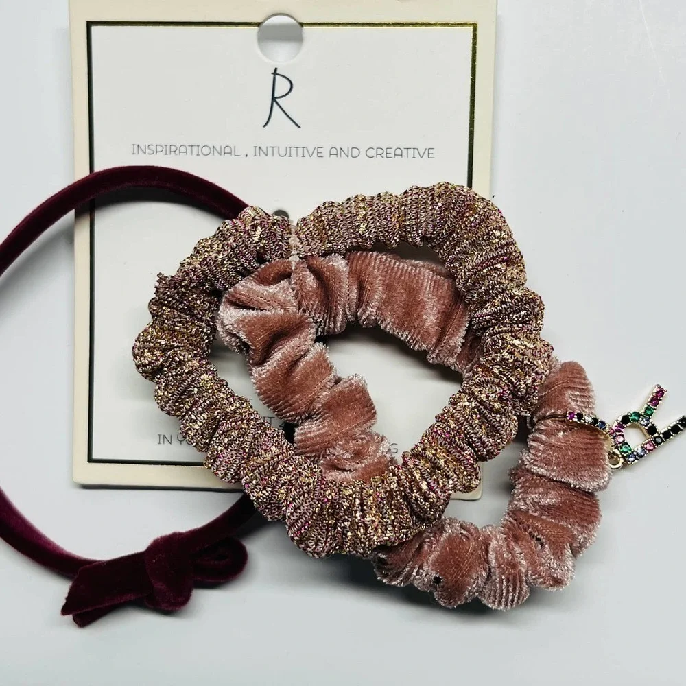 Nordstrom Initial ' R ' Bobby Pin Scrunchie Set Pearl Rhinestone
